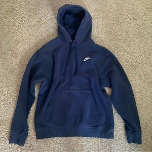 Navy Nike hoodie with white embroidered swoosh